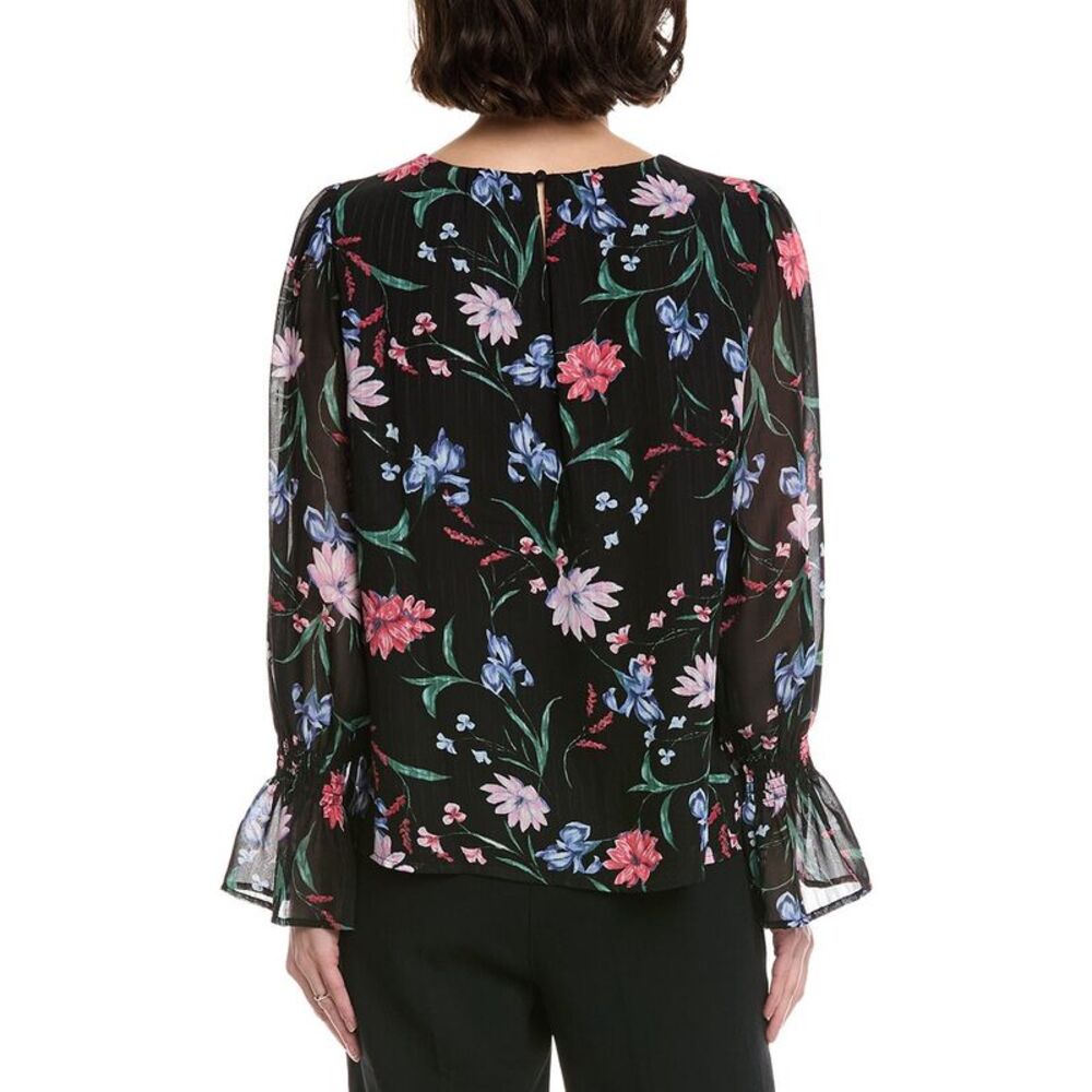 Cece Womens Smocked Cuff Blouse, Black - Picture 2 of 3